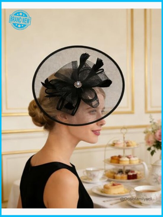 Vintage Feather Mesh Fascinator Tea Party Derby Hat with Clip Headband Versatile main image 4